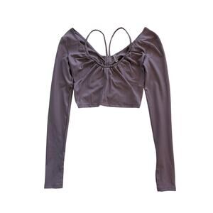 Free People Movement Ruched Detail Long Sleeve Top Size Small